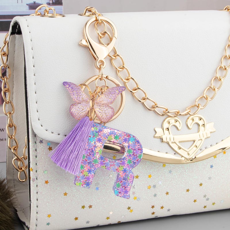 Suweibuke Cute Pink Key Chains for Women Girls, Initial Letter Keychains with Tassel, Charms for Key Purse Handbags Backpacks - Image 3